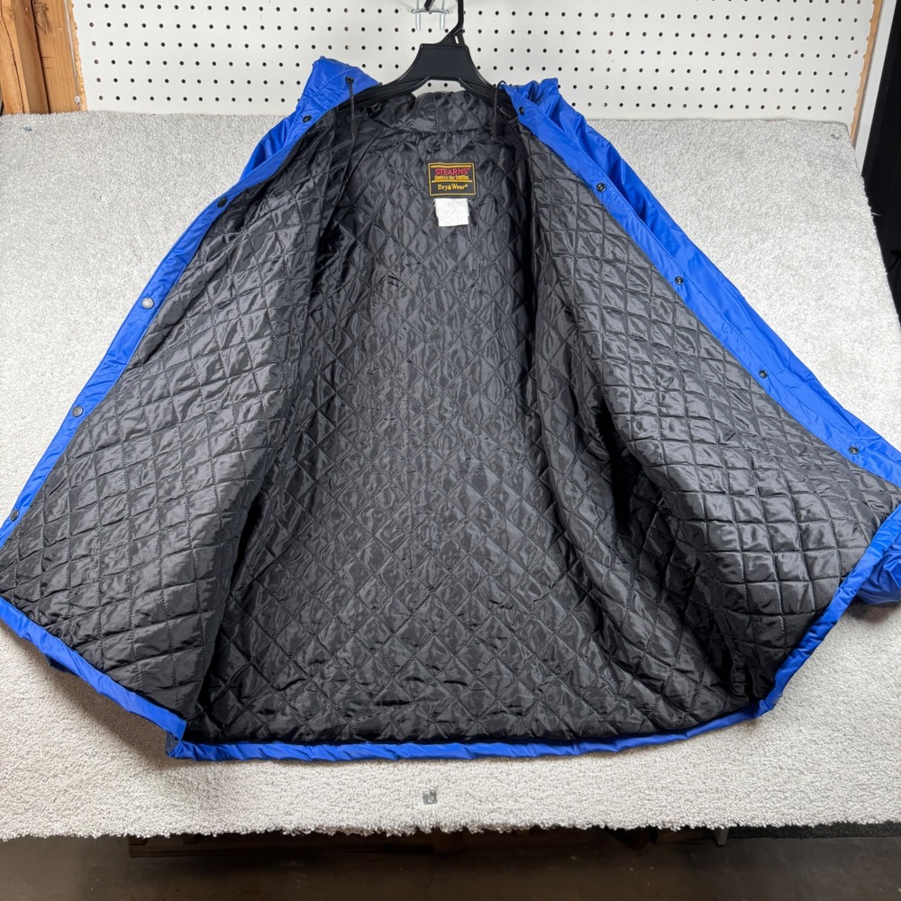 Stearns Rain Jacket Men XXL Blue Dry Wear Hooded Quilted Lined Workwear Coat - Picture 7 of 13